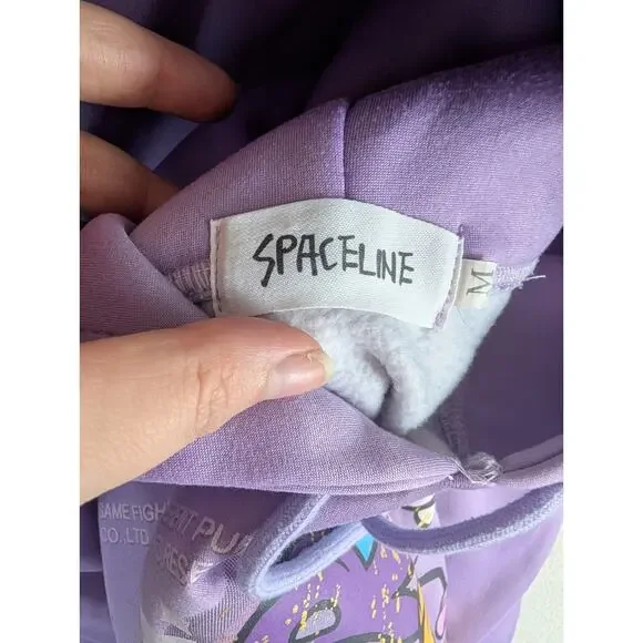 SpaceLine Hoodie Sweatshirt Mens Medium Drugs R Bad Retro Streetwear Pink - Picture 16 of 16